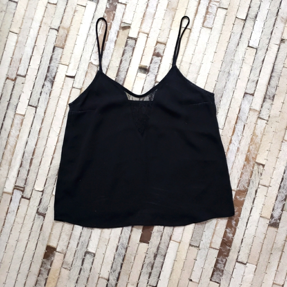 H&M Black with Lace Detail Semi-Crop Top